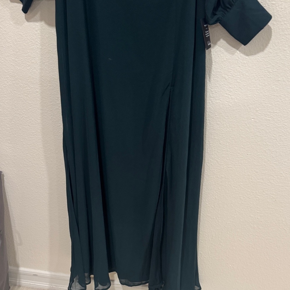 Lulu's Elegant Off-Shoulder Long Sleeve Dress in Dark Green - Picture 6 of 14